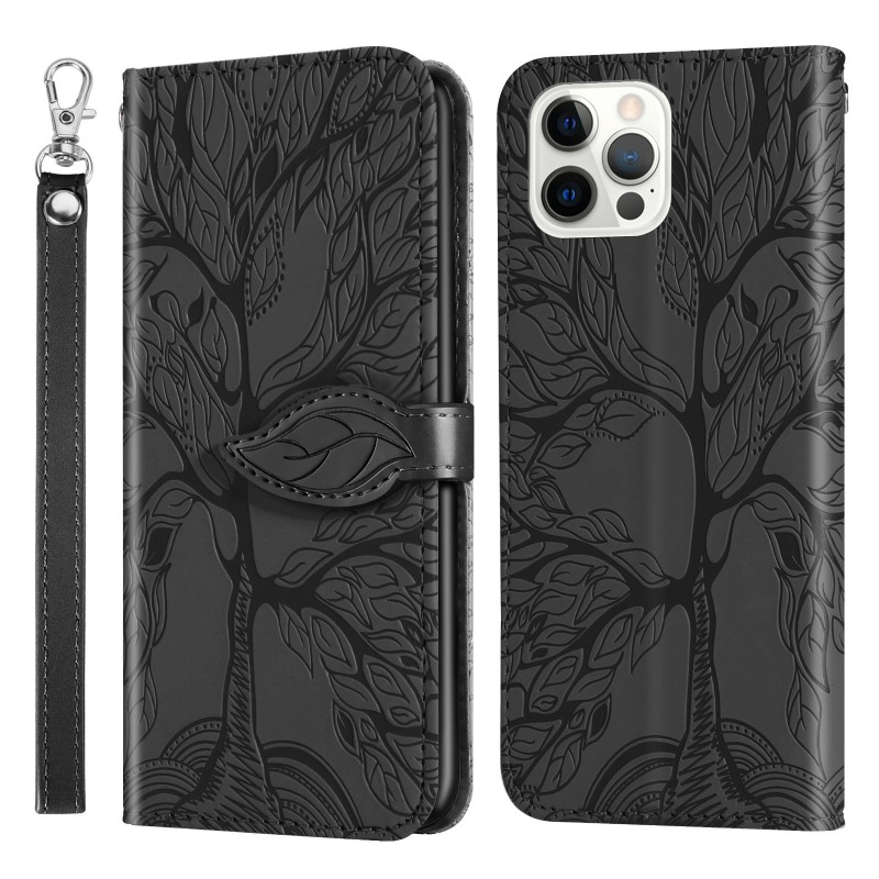 Embossed Tree of Life Card Slot Wallet Folio Case